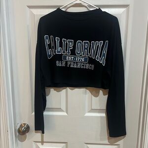 SHEIN Black Graphic Crop Sweatshirt